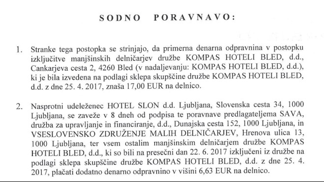 Kompas hoteli bled poravnava